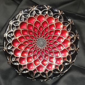 Vintage,Czech Republic Bohemian,Hand Painted, Pressed Glass 11" Decorative Plate